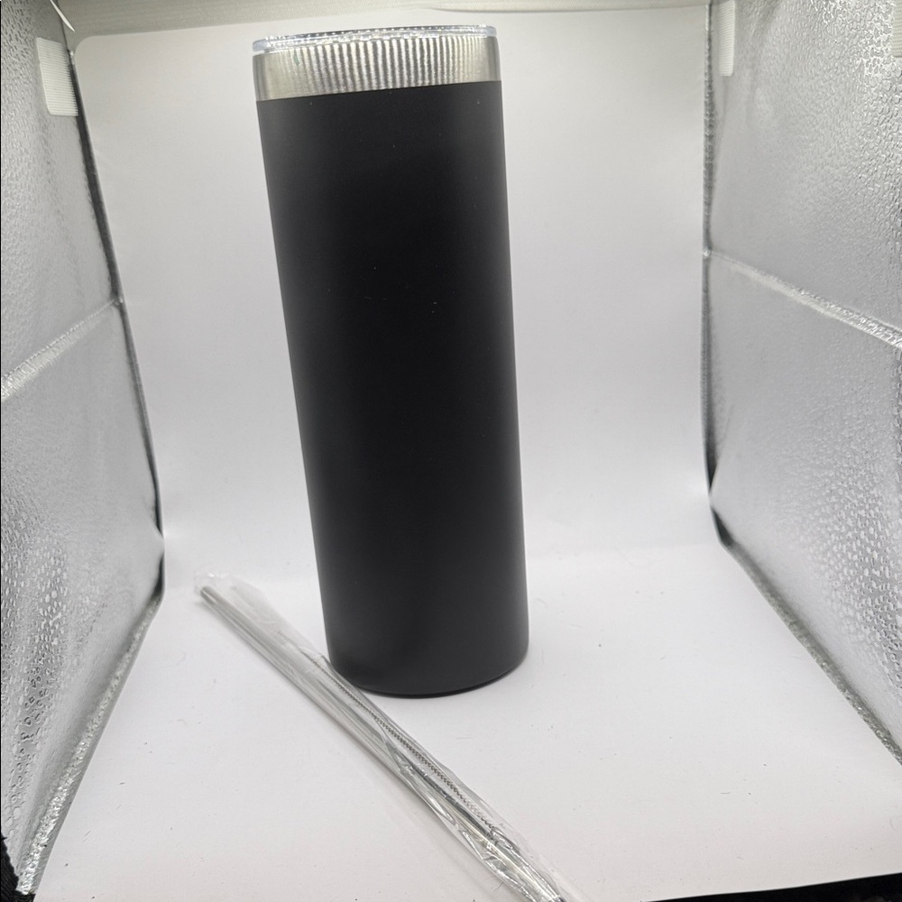 20 oz Matte Black Stainless Steel Tumbler with Clear Lid